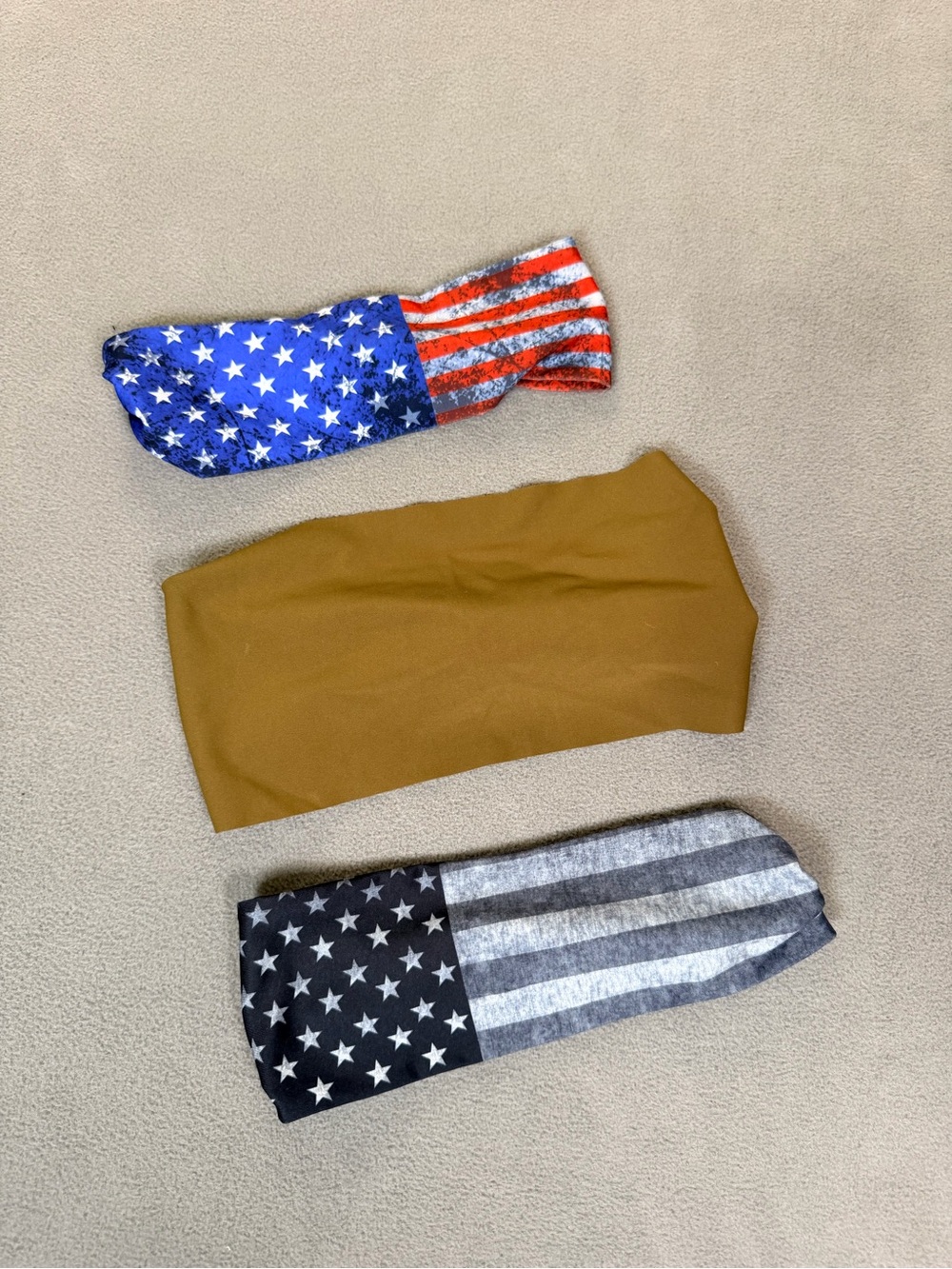 Athletic/ Multi-sport Headbands- Lot of 3 -Patriotic/ Neutral Designs-